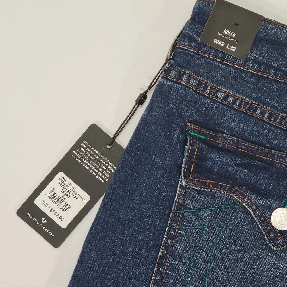 True Religion Men's Denim Jeans ROCCO‎ SN FLAP SKINNY Size 42 x 32